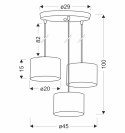 PANDY lampa wisząca czarny talerz 3x40W E27 abażur czarny+złoty