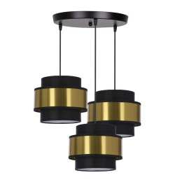 Prestige lampa wisząca czarny talerz 3x40w e27 abażur czarny+złoty