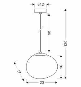 STONES lampa wisząca czarny 20cm 1x40W E27 klosz biały