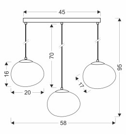 STONES lampa wisząca czarny 20cm 3x40W E27 klosz biały