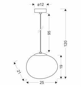 STONES lampa wisząca czarny 25cm 1x40W E27 klosz biały