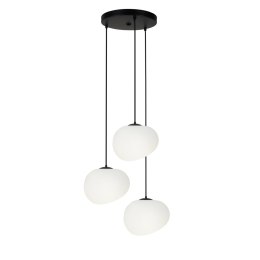 STONES lampa wisząca talerz czarny 20cm 3x40W E27 klosz biały