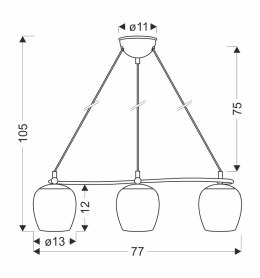 Serano lampa wisząca patynowy 3x60W E27 klosz kremowy