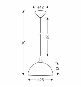 Sugar lampa wisząca 1x60W E27 25cm linka chromowy/srebrny