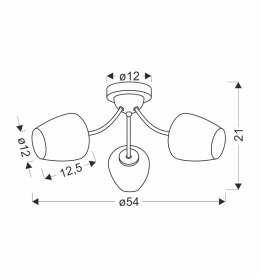 ZINA LAMPA SUFITOWA PATYNOWY 3X40 E27 KLOSZ BIAŁY