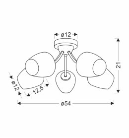 ZINA LAMPA SUFITOWA PATYNOWY 5X40 E27 KLOSZ BIAŁY